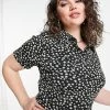 Wednesday's Girl Curve Cropped 90s Shirt In Black Ditsy Co-ord For Women 1 Wednesday's Girl Curve Cropped 90s Shirt In Black Ditsy Co-ord For Women -Wednesday's Girl Sales 2022 unnamed file 1355