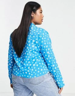 Wednesday's Girl Curve Relaxed Boxy Shirt In Bright Floral For Women Blue Floral -Wednesday's Girl Sales 2022 unnamed file 1372