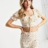 Wednesday's Girl Puff Sleeve Milkmaid Crop Top In Ditsy Floral Co-ord For Women -Wednesday's Girl Sales 2022 unnamed file 1380