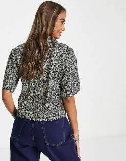 Wednesday's Girl Boxy Crop Shirt In Yellow Navy Floral Co-ord For Women Navy And Yellow -Wednesday's Girl Sales 2022 unnamed file 1393