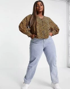 Wednesday's Girl Curve Long Sleeve Tea Blouse With Balloon Sleeves In Buttercup Floral For Women Black Yellow Floral -Wednesday's Girl Sales 2022 unnamed file 1403