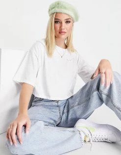Wednesday's Girl Crop T-shirt With Broderie Collar For Women White