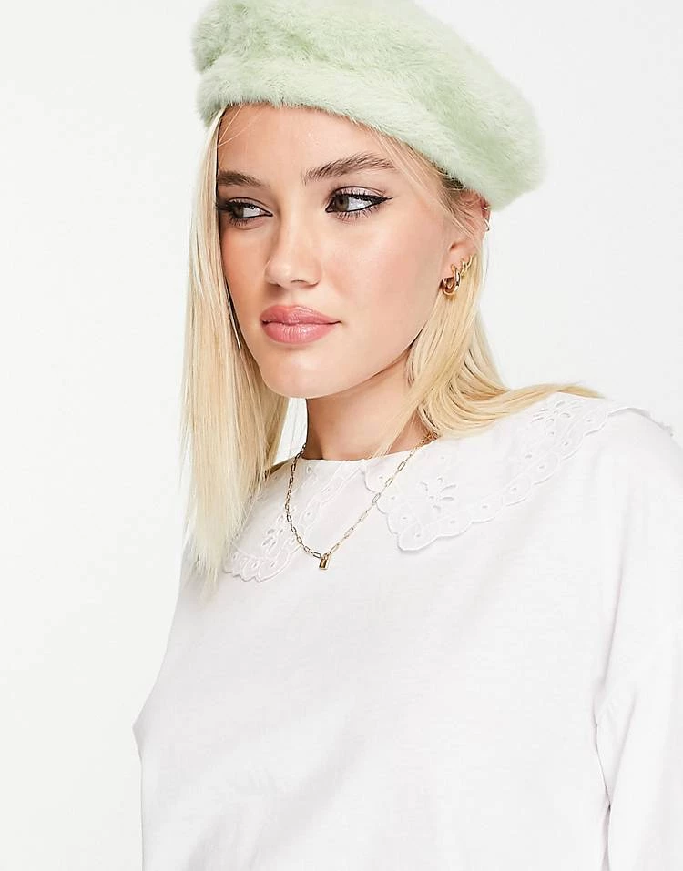 Wednesday's Girl Crop T-shirt With Broderie Collar For Women White 6 Wednesday's Girl Crop T-shirt With Broderie Collar For Women White - Image 4