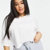 Wednesday's Girl Curve T-shirt With Broderie Collar For Women White