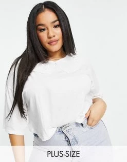 Wednesday's Girl Curve T-shirt With Broderie Collar For Women White -Wednesday's Girl Sales 2022 unnamed file 1419