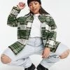 Wednesday's Girl Curve Oversized Shacket In Vintage Check For Women Green White Check -Wednesday's Girl Sales 2022 unnamed file 1435
