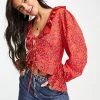 Wednesday's Girl Ruffle Detail Blouse In Red Heart Print For Women -Wednesday's Girl Sales 2022 unnamed file 1460