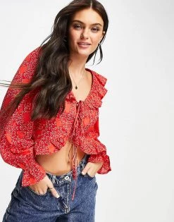 Wednesday's Girl Ruffle Detail Blouse In Red Heart Print For Women 10 Wednesday's Girl Ruffle Detail Blouse In Red Heart Print For Women -Wednesday's Girl Sales 2022 unnamed file 1463