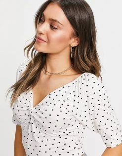 Wednesday's Girl Crop Top In Spot Print For Women White Polka Dot -Wednesday's Girl Sales 2022 unnamed file 1472