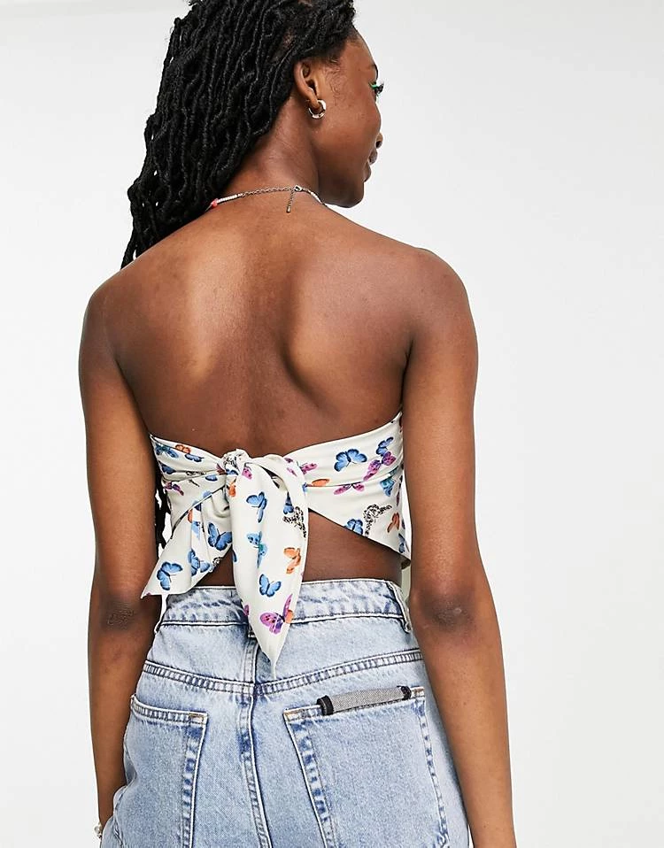 Wednesday's Girl Scarf Top In Butterfly Print For Women Cream Butterfly 4 Wednesday's Girl Scarf Top In Butterfly Print For Women Cream Butterfly - Image 2