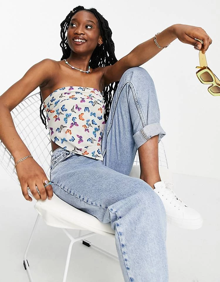 Wednesday's Girl Scarf Top In Butterfly Print For Women Cream Butterfly 5 Wednesday's Girl Scarf Top In Butterfly Print For Women Cream Butterfly - Image 3