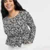 Wednesday's Girl Curve Relaxed Smock Top With Peplem Hem In Leopard Print For Women -Wednesday's Girl Sales 2022 unnamed file 1525
