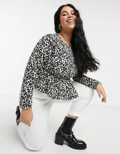 Wednesday's Girl Curve Relaxed Smock Top With Peplem Hem In Leopard Print For Women -Wednesday's Girl Sales 2022 unnamed file 1528