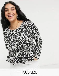 Wednesday's Girl Curve Relaxed Smock Top With Peplem Hem In Leopard Print For Women -Wednesday's Girl Sales 2022 unnamed file 1529