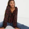 Wednesday's Girl Milkmaid Top In Cherry Print For Women Black Red Cherry