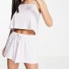 Wednesday's Girl Cami And Shorts Pyjama Set In Lilac Vintage Ditsy For Women Lilac Ditsy