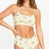 Wednesday's Girl Bralet And High Waist Briefs Set In Vintage Floral For Women Yellow Floral