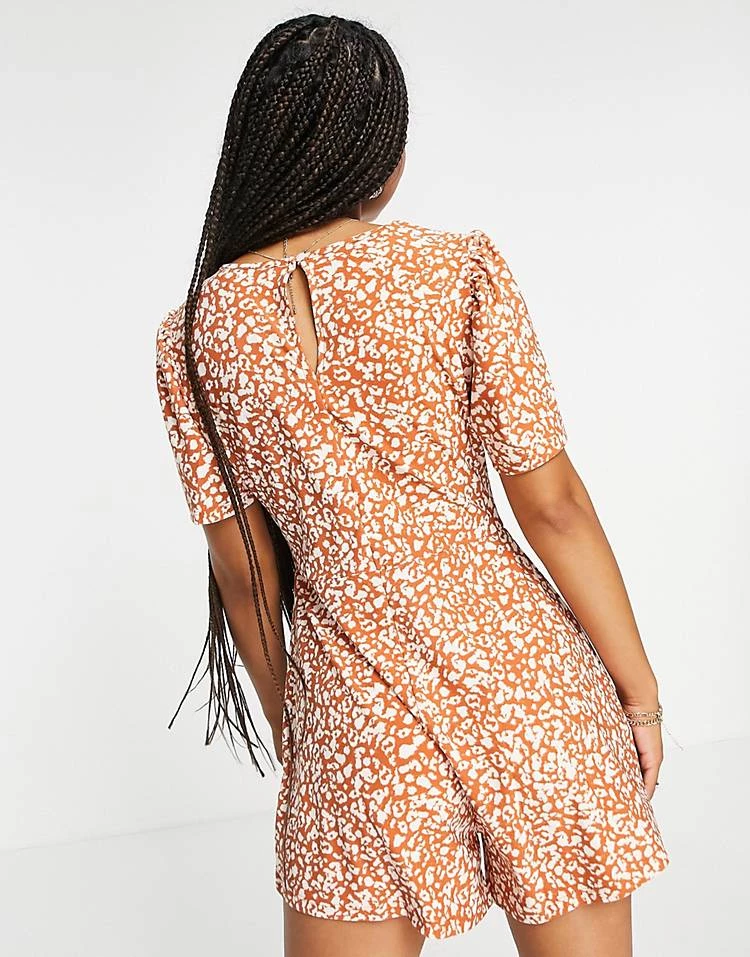 Wednesday's Girl Mini Tea Playsuit In Brown Spot For Women Brown Abstract Spot 4 Wednesday's Girl Mini Tea Playsuit In Brown Spot For Women Brown Abstract Spot - Image 2