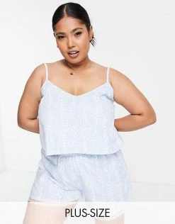 Wednesday's Girl Curve Cami And Shorts Pyjama Set In Sky Blue Print For Women Light Blue -Wednesday's Girl Sales 2022 unnamed file 1608
