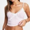 Wednesday's Girl Longline Bralet And Briefs Set In Gingham With Lace Trim For Women Lilac White Gingham -Wednesday's Girl Sales 2022 unnamed file 1624