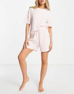 Wednesday's Girl T-shirt And Shorts Pyjama Set In Soft Pink Waffle For Women Light Pink Waffle -Wednesday's Girl Sales 2022 unnamed file 1642