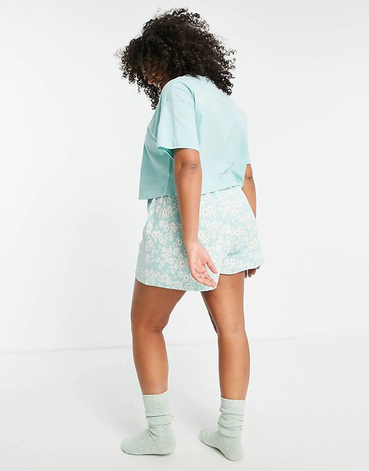 Wednesday's Girl Curve T-shirt And Shorts Pyjama Set In Blue For Women Turquoise 4 Wednesday's Girl Curve T-shirt And Shorts Pyjama Set In Blue For Women Turquoise - Image 2
