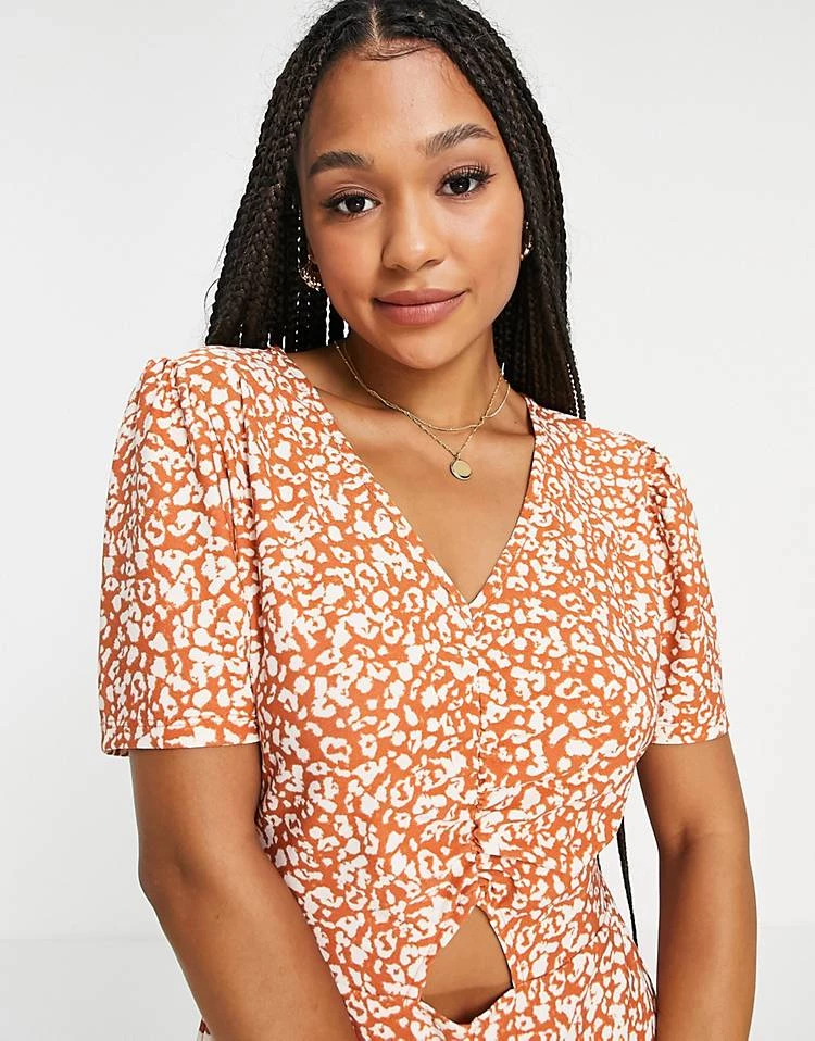 Wednesday's Girl Mini Tea Playsuit In Brown Spot For Women Brown Abstract Spot 5 Wednesday's Girl Mini Tea Playsuit In Brown Spot For Women Brown Abstract Spot - Image 3