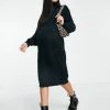 Wednesday's Girl Maternity Midi Jumper Dress In Chunky Knit For Women Dark Green