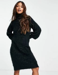 Wednesday's Girl Midi Jumper Dress In Chunky Knit For Women Dark Green