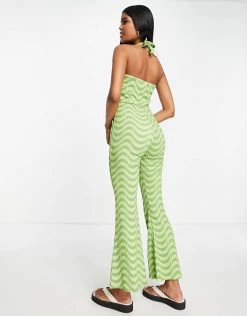 Wednesday's Girl Halter Neck Wide Leg Jumpsuit With Ring Detail In Green Wavy Print For Women Green Wave 9 Wednesday's Girl Halter Neck Wide Leg Jumpsuit With Ring Detail In Green Wavy Print For Women Green Wave -Wednesday's Girl Sales 2022 unnamed file 22