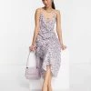 Wednesday's Girl Ruch Bust Cami Midi Slip Dress In Grunge Lilac Floral For Women Lilac Ditsy -Wednesday's Girl Sales 2022 unnamed file 230