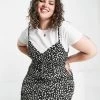 Wednesday's Girl Curve 2 In 1 Cami Mini Dress With T-shirt In Black Ditsy For Women