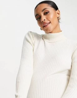 Wednesday's Girl Maternity Relaxed Jumper Dress In Rib Knit For Women Cream -Wednesday's Girl Sales 2022 unnamed file 252