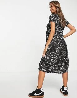 Wednesday's Girl Midi Smock Dress In Smudge Spot Print For Women Black Smudge Spot -Wednesday's Girl Sales 2022 unnamed file 258