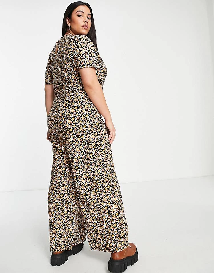 Wednesday's Girl Curve Relaxed Belted Jumpsuit With Wide Leg In Black Floral For Women Black Base Floral 4 Wednesday's Girl Curve Relaxed Belted Jumpsuit With Wide Leg In Black Floral For Women Black Base Floral - Image 2