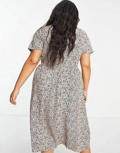 Wednesday's Girl Curve Midi Smock Dress In Smudge Spot Print For Women Beige Smudge Spot -Wednesday's Girl Sales 2022 unnamed file 268