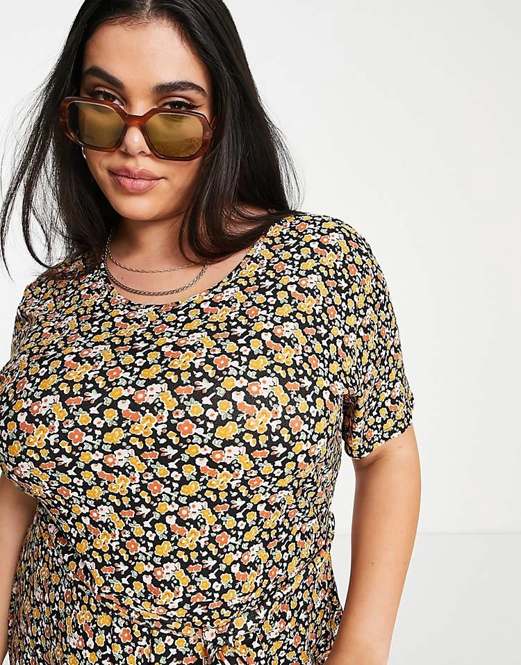 Wednesday's Girl Curve Relaxed Belted Jumpsuit With Wide Leg In Black Floral For Women Black Base Floral 5 Wednesday's Girl Curve Relaxed Belted Jumpsuit With Wide Leg In Black Floral For Women Black Base Floral - Image 3