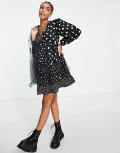 Wednesday's Girl Maternity Mini Wrap Tea Dress In Mix Spot Print For Women -Wednesday's Girl Sales 2022 unnamed file 272