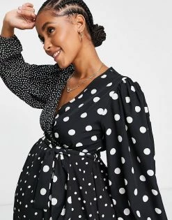 Wednesday's Girl Maternity Mini Wrap Tea Dress In Mix Spot Print For Women -Wednesday's Girl Sales 2022 unnamed file 273