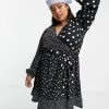 Wednesday's Girl Curve Mini Wrap Tea Dress In Mix Spot Print For Women -Wednesday's Girl Sales 2022 unnamed file 275