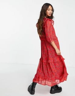Wednesday's Girl Frill Detail Midi Smock Dress In Red Heart Print For Women -Wednesday's Girl Sales 2022 unnamed file 282