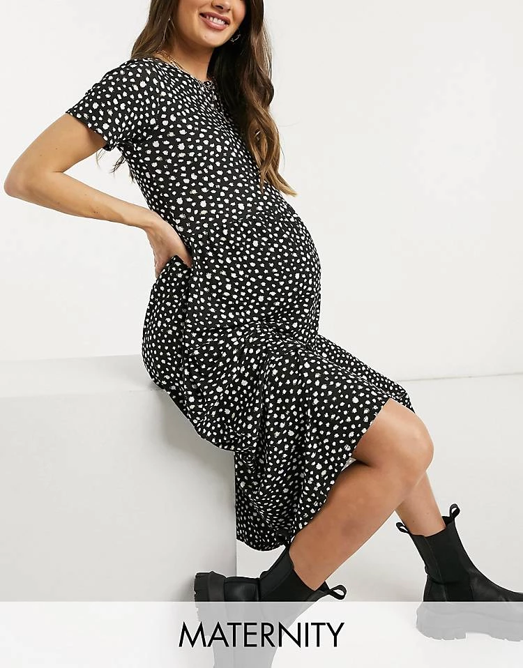Wednesday's Girl Maternity Midi Smock Dress In Smudge Spot Print For Women Black Smudge Spot 3 Wednesday's Girl Maternity Midi Smock Dress In Smudge Spot Print For Women Black Smudge Spot