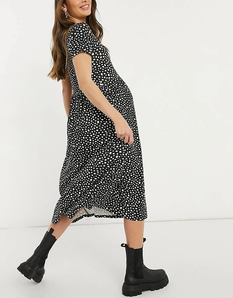Wednesday's Girl Maternity Midi Smock Dress In Smudge Spot Print For Women Black Smudge Spot 4 Wednesday's Girl Maternity Midi Smock Dress In Smudge Spot Print For Women Black Smudge Spot - Image 2