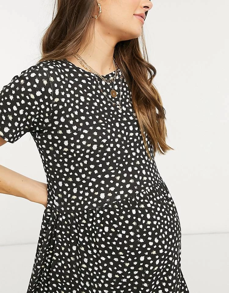 Wednesday's Girl Maternity Midi Smock Dress In Smudge Spot Print For Women Black Smudge Spot 5 Wednesday's Girl Maternity Midi Smock Dress In Smudge Spot Print For Women Black Smudge Spot - Image 3