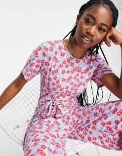 Wednesday's Girl Relaxed Belted Jumpsuit In Bright Floral For Women Spring Floral -Wednesday's Girl Sales 2022 unnamed file 33