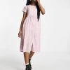 Wednesday's Girl Midi Smock Dress In Smudge Spot Print For Women Splater Dusty Rose