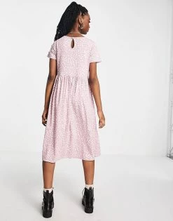 Wednesday's Girl Midi Smock Dress In Smudge Spot Print For Women Splater Dusty Rose -Wednesday's Girl Sales 2022 unnamed file 332