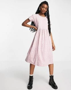 Wednesday's Girl Midi Smock Dress In Smudge Spot Print For Women Splater Dusty Rose -Wednesday's Girl Sales 2022 unnamed file 333