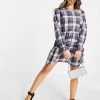 Wednesday's Girl Mini Smock Dress With Tiered Skirt And Collar In Vintage Check For Women Navy Black Check -Wednesday's Girl Sales 2022 unnamed file 335