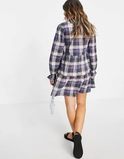 Wednesday's Girl Mini Smock Dress With Tiered Skirt And Collar In Vintage Check For Women Navy Black Check 8 Wednesday's Girl Mini Smock Dress With Tiered Skirt And Collar In Vintage Check For Women Navy Black Check -Wednesday's Girl Sales 2022 unnamed file 336